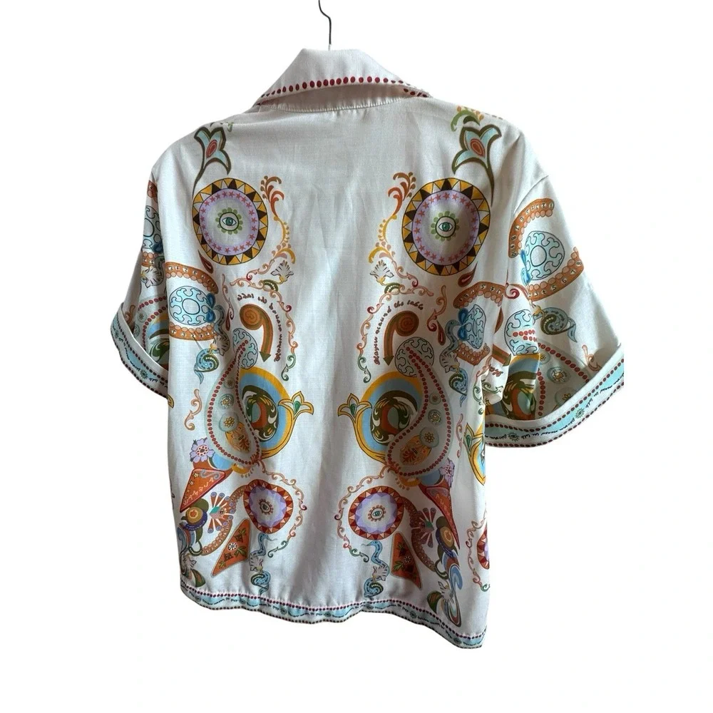 Commense‎ Pinball Short Set Xtra Small Relaxed Shirt Collar Elastic Waist Funky